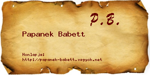 Papanek Babett névjegykártya